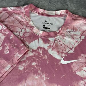 Nike Shirt Mens Large Pink White Dri-Fit The Nike Tee Tie Dye Athletic Training